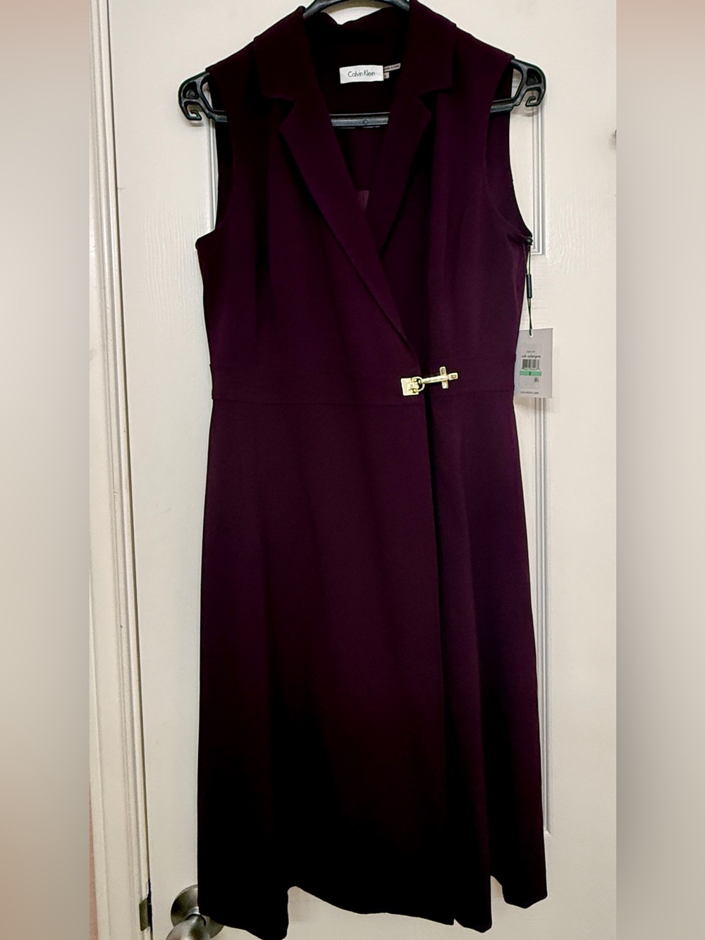 NWT Calvin Klein Sleeveless Trench / Vest Dress Aubergine Purple Size 8